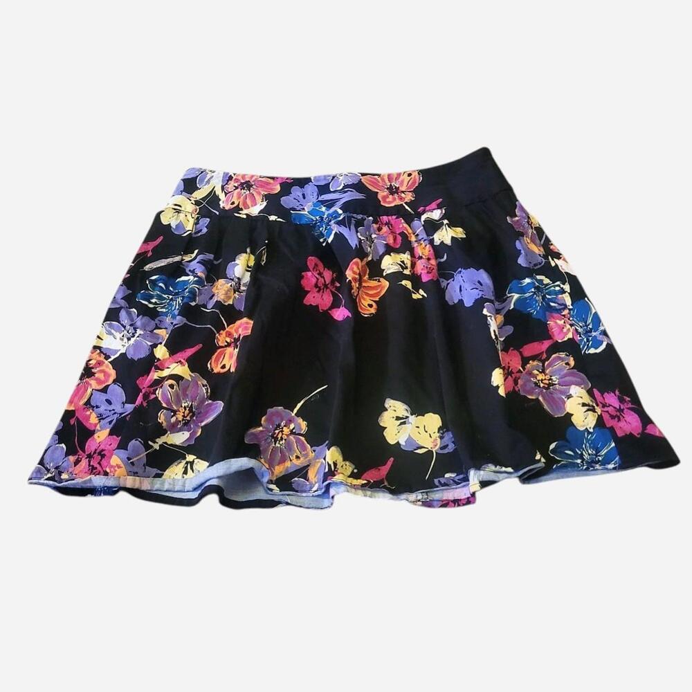 Candie's black floral skirt with elastic waistband